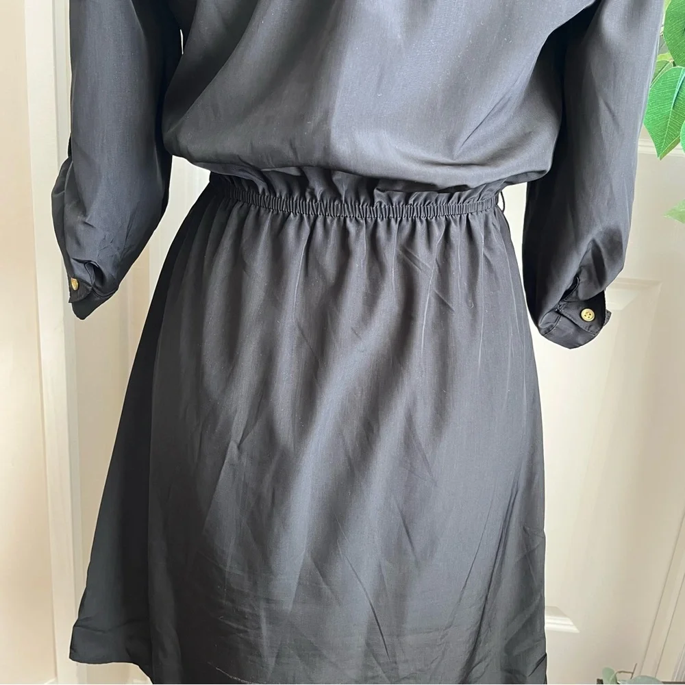 Charlotte Russe Button-Front Shirt Mini Dress Black Sz S